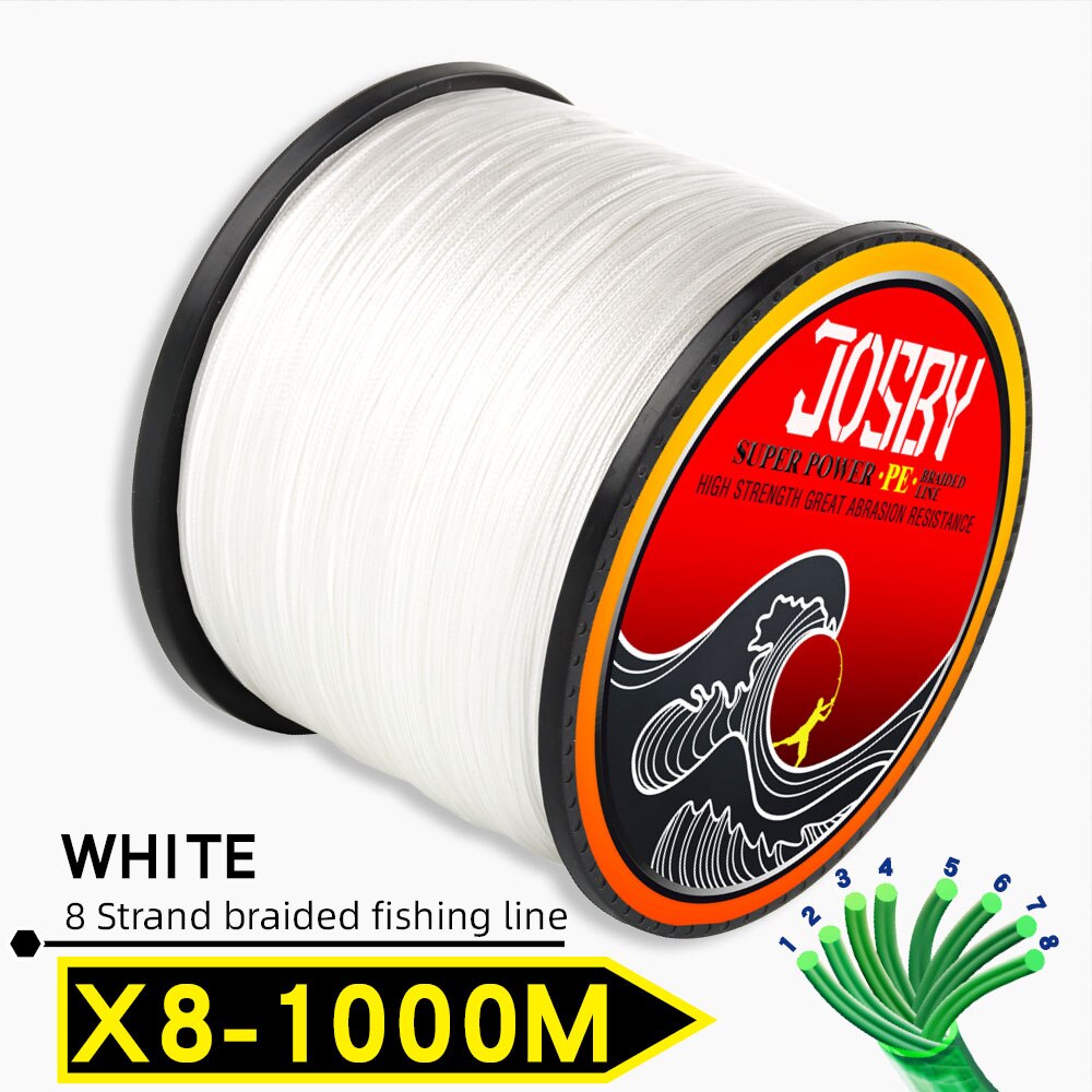 JOSBY 300M 500M 1000M  8 Strands 10-78LB New PE Braided Fishing Wire Multifilament Super Strong