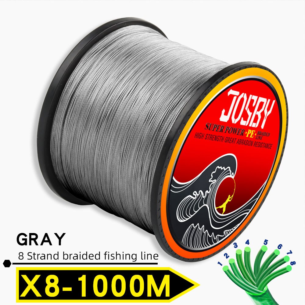 JOSBY 300M 500M 1000M  8 Strands 10-78LB New PE Braided Fishing Wire Multifilament Super Strong