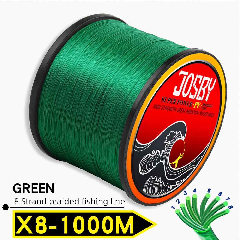JOSBY 300M 500M 1000M  8 Strands 10-78LB New PE Braided Fishing Wire Multifilament Super Strong