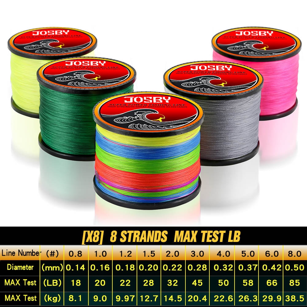 JOSBY 8 Strand Japan Super Strong PE Braided Fishing Line Multifilament Fishing Line 500m Braid