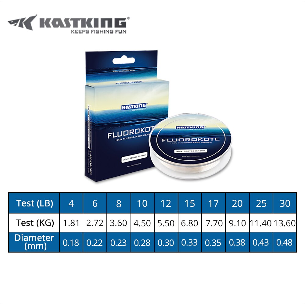 KastKing Brand 300Yds/274m Top Grade Japanese 0.18-0.48mm Fluorocarbon Coating Fishing Line