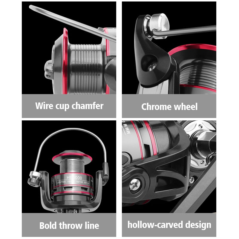 LINNHUE Fishing Reel All Metal Spool Spinning Reel 8KG Max Drag Stainless Steel Handle Line Spool Saltwater Fishing Accessories