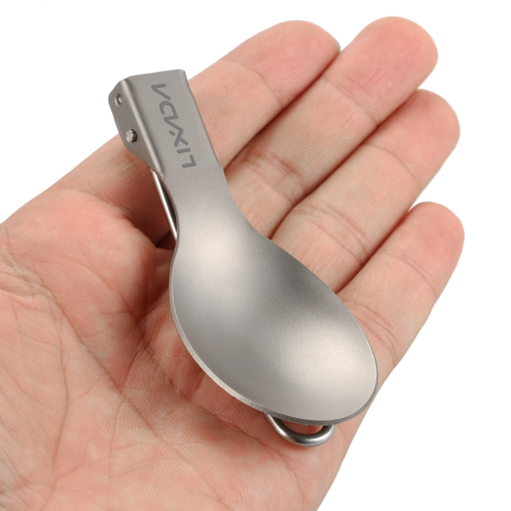 Lightweight Titanium Flatware Set Folding Spork Spoon Water Cup Mug Tableware Outdoor Cookware