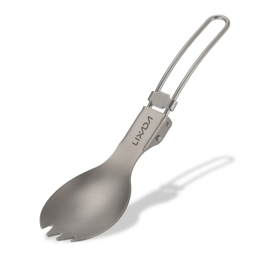 Lightweight Titanium Flatware Set Folding Spork Spoon Water Cup Mug Tableware Outdoor Cookware