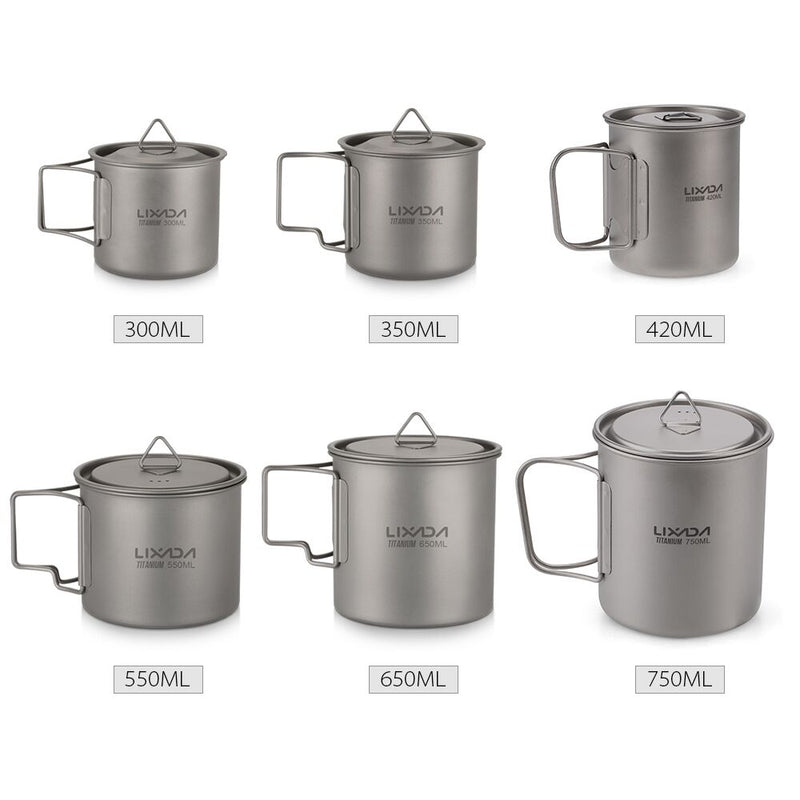 Lightweight Titanium Flatware Set Folding Spork Spoon Water Cup Mug Tableware Outdoor Cookware