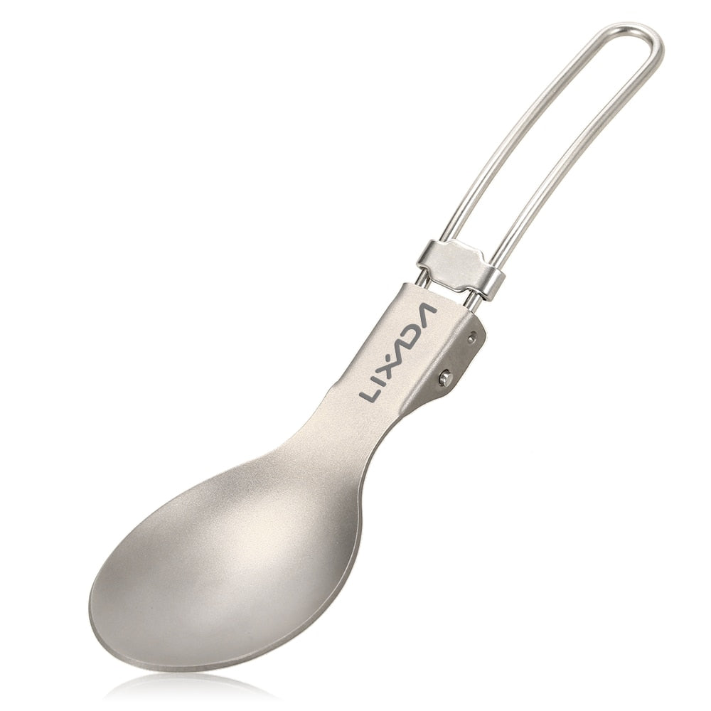 Lightweight Titanium Flatware Set Folding Spork Spoon Water Cup Mug Tableware Outdoor Cookware