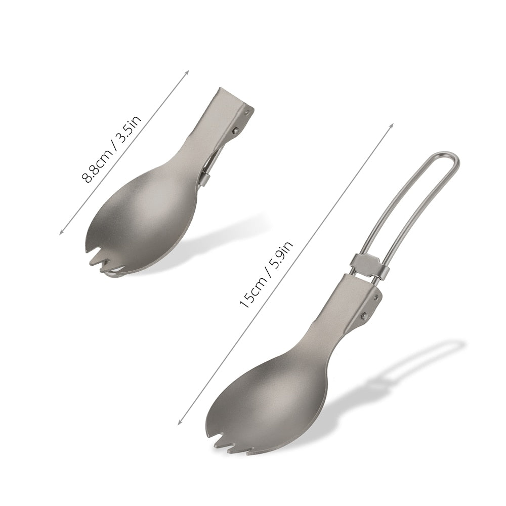 Lightweight Titanium Flatware Set Folding Spork Spoon Water Cup Mug Tableware Outdoor Cookware