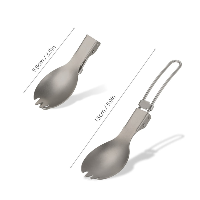 Lightweight Titanium Flatware Set Folding Spork Spoon Water Cup Mug Tableware Outdoor Cookware