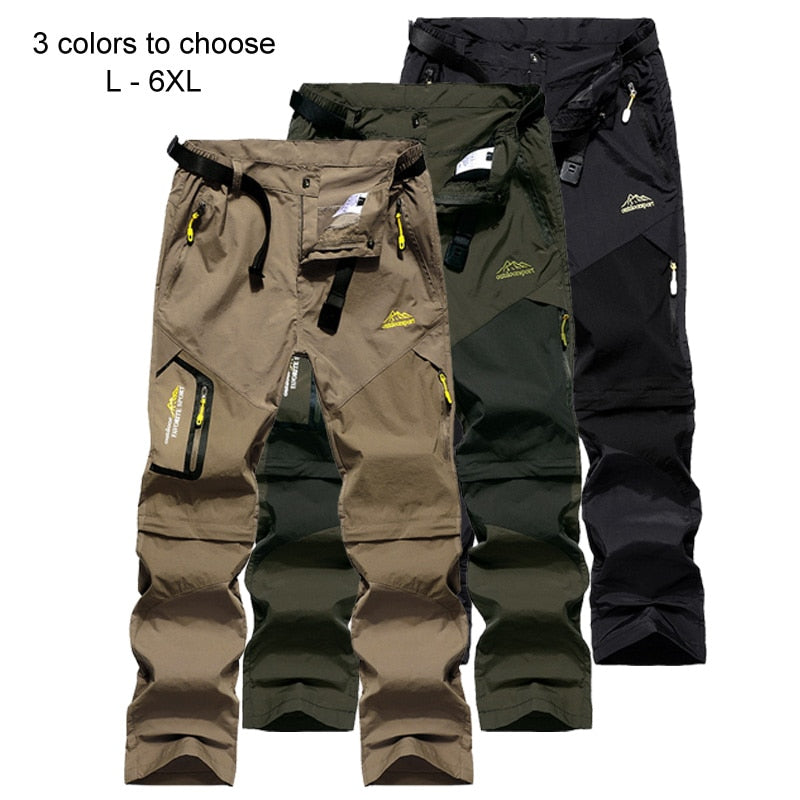 LoClimb Men's Summer Removable Hiking Pants Outdoor Camping Trip Trousers Man Trekking Pants Khaki