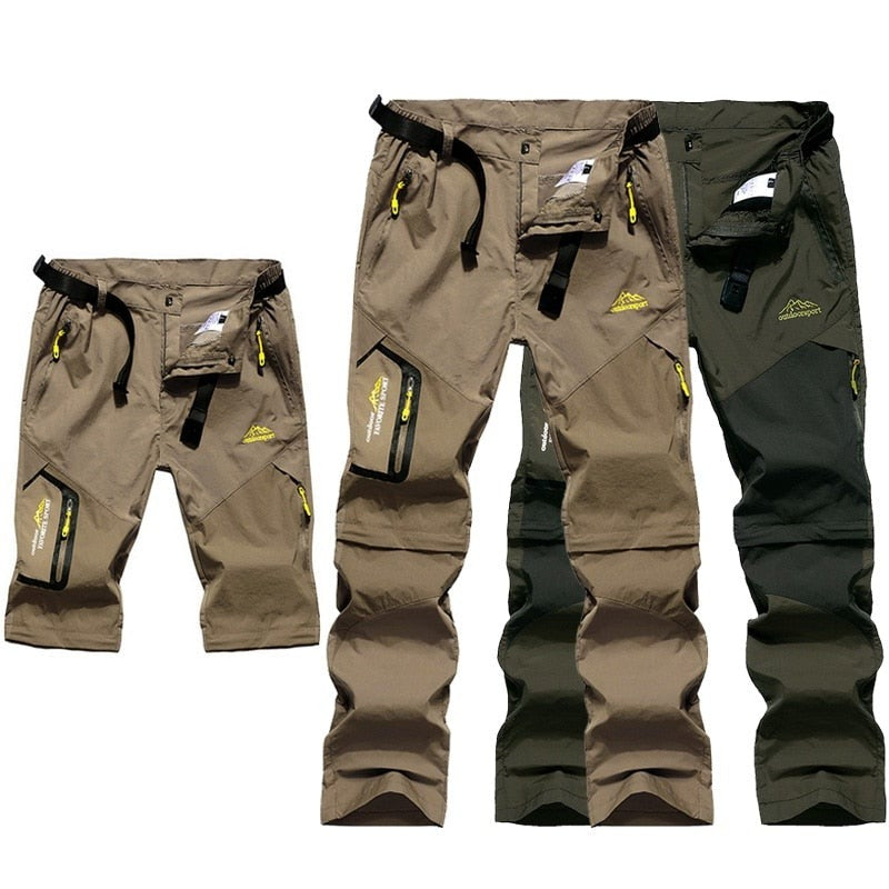 LoClimb Men's Summer Removable Hiking Pants Outdoor Camping Trip Trousers Man Trekking Pants Khaki