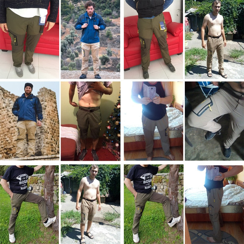 LoClimb Men's Summer Removable Hiking Pants Outdoor Camping Trip Trousers Man Trekking Pants Khaki