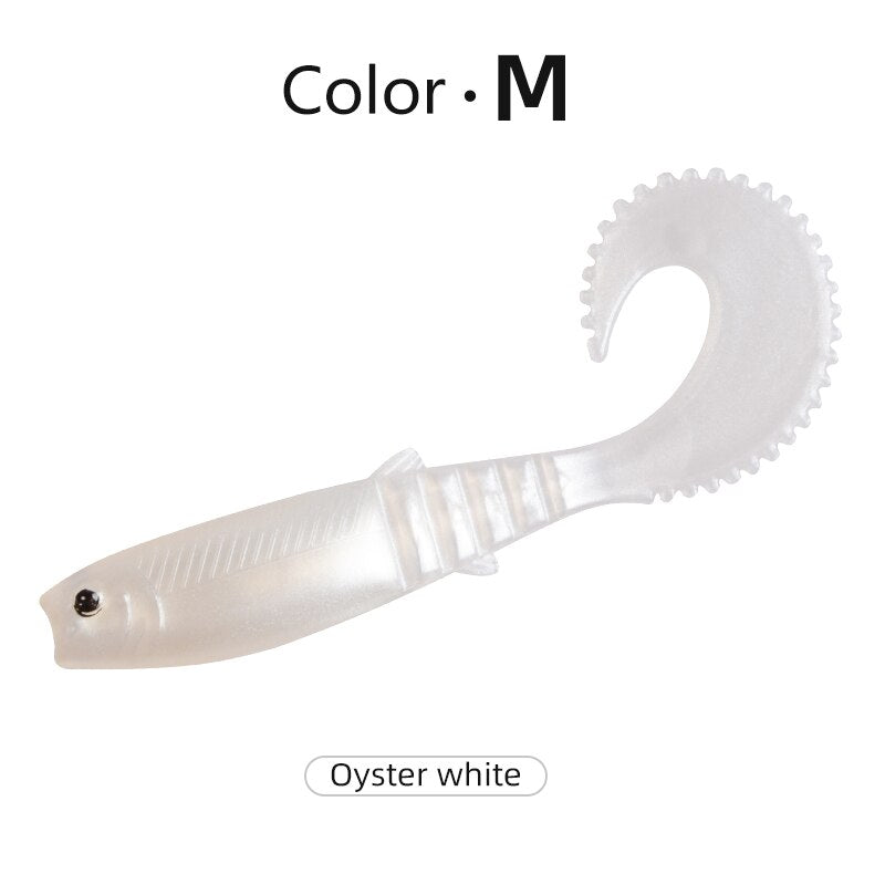 MEREDITH 70mm 90mm 110mm Cannibal Curved Tail Fishing Lures Artificial Wobblers Soft Baits Silicone Shad Worm Bass leurre souple