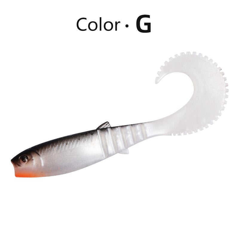 MEREDITH 70mm 90mm 110mm Cannibal Curved Tail Fishing Lures Artificial Wobblers Soft Baits Silicone Shad Worm Bass leurre souple