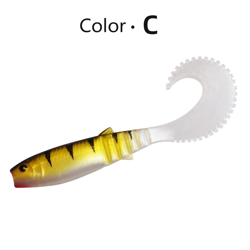 MEREDITH 70mm 90mm 110mm Cannibal Curved Tail Fishing Lures Artificial Wobblers Soft Baits Silicone Shad Worm Bass leurre souple