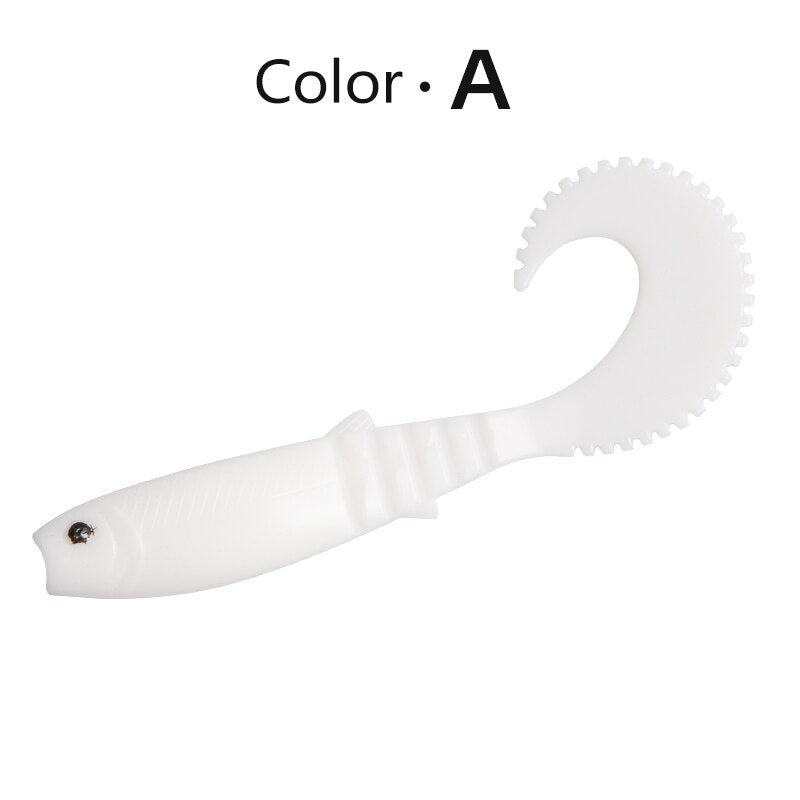 MEREDITH 70mm 90mm 110mm Cannibal Curved Tail Fishing Lures Artificial Wobblers Soft Baits Silicone Shad Worm Bass leurre souple