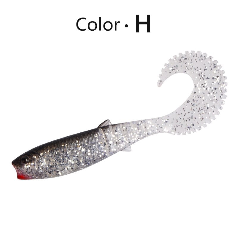 MEREDITH 70mm 90mm 110mm Cannibal Curved Tail Fishing Lures Artificial Wobblers Soft Baits Silicone Shad Worm Bass leurre souple