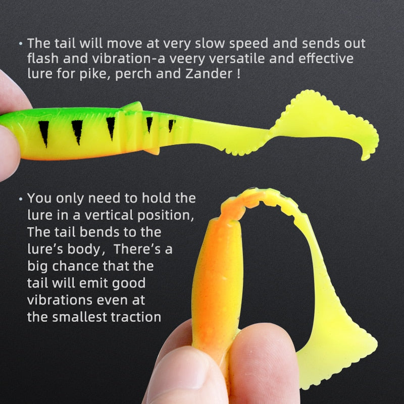 MEREDITH 70mm 90mm 110mm Cannibal Curved Tail Fishing Lures Artificial Wobblers Soft Baits Silicone Shad Worm Bass leurre souple