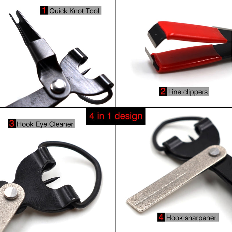 MNFT 1Pcs Fly Fishing Quick Knot Tool Pro Fast Hook Nail Knotter Lines Clipper Hook Eye Cleaner with Zinger Retractor
