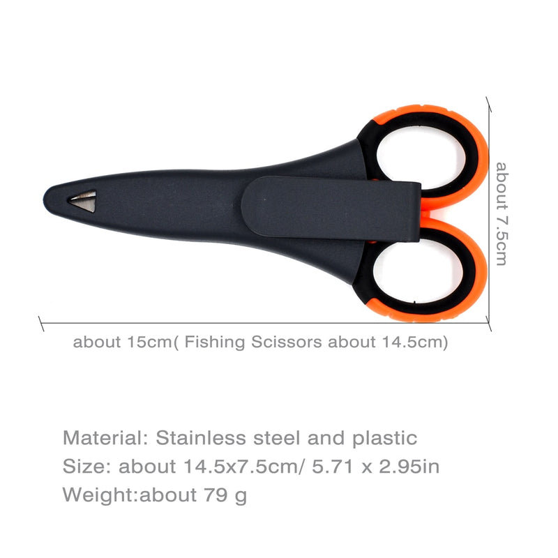 MNFT 1Set Fishing Scissors&Storage Case Braid Line Lure Cutter 14cm Mini Fish Use Scissors Multifunction Portable Fishing Tools