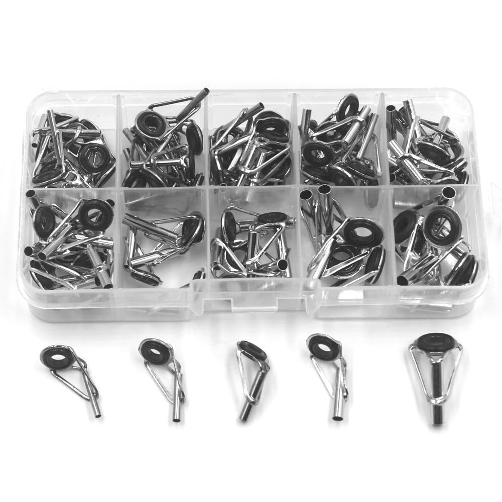 MNFT 80pcs/Box size1-10# Fishing Rod Guide Tip Repair Kit Set DIY Eye Rings Stainless Steel Frames Ceramics TS Line Guide Ring