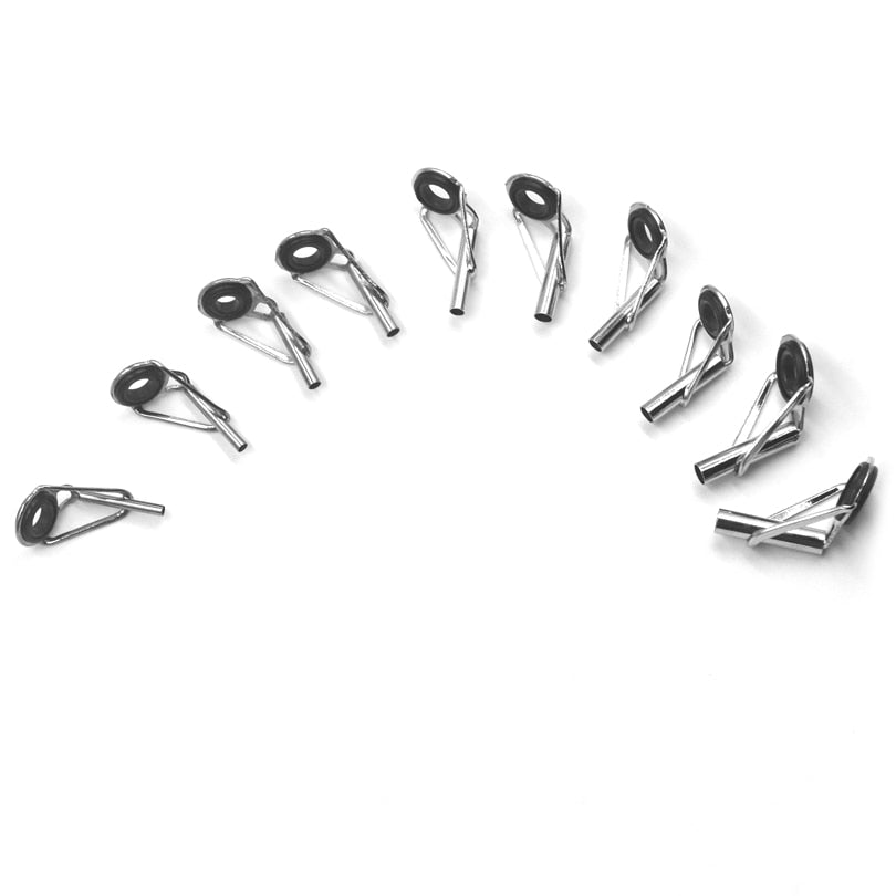 MNFT 80pcs/Box size1-10# Fishing Rod Guide Tip Repair Kit Set DIY Eye Rings Stainless Steel Frames Ceramics TS Line Guide Ring