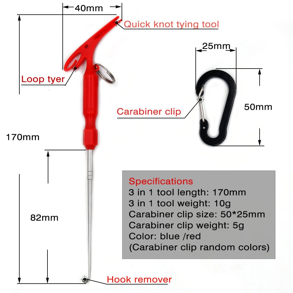MNFT Pen Shape Hook Remover Quick Knot Tying Tool 3 in 1 Fishing Multi  Loop Knot Tyer Tools Fly Fishing Angler Tackle