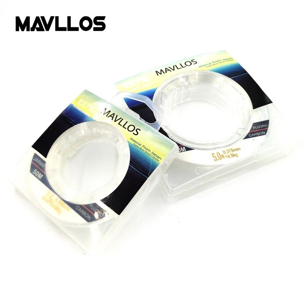 Mavllos 50m Ture 100% Fluorocarbon Fishing Line Sink Monofilament Fluorocarbon Line Carbon Fiber