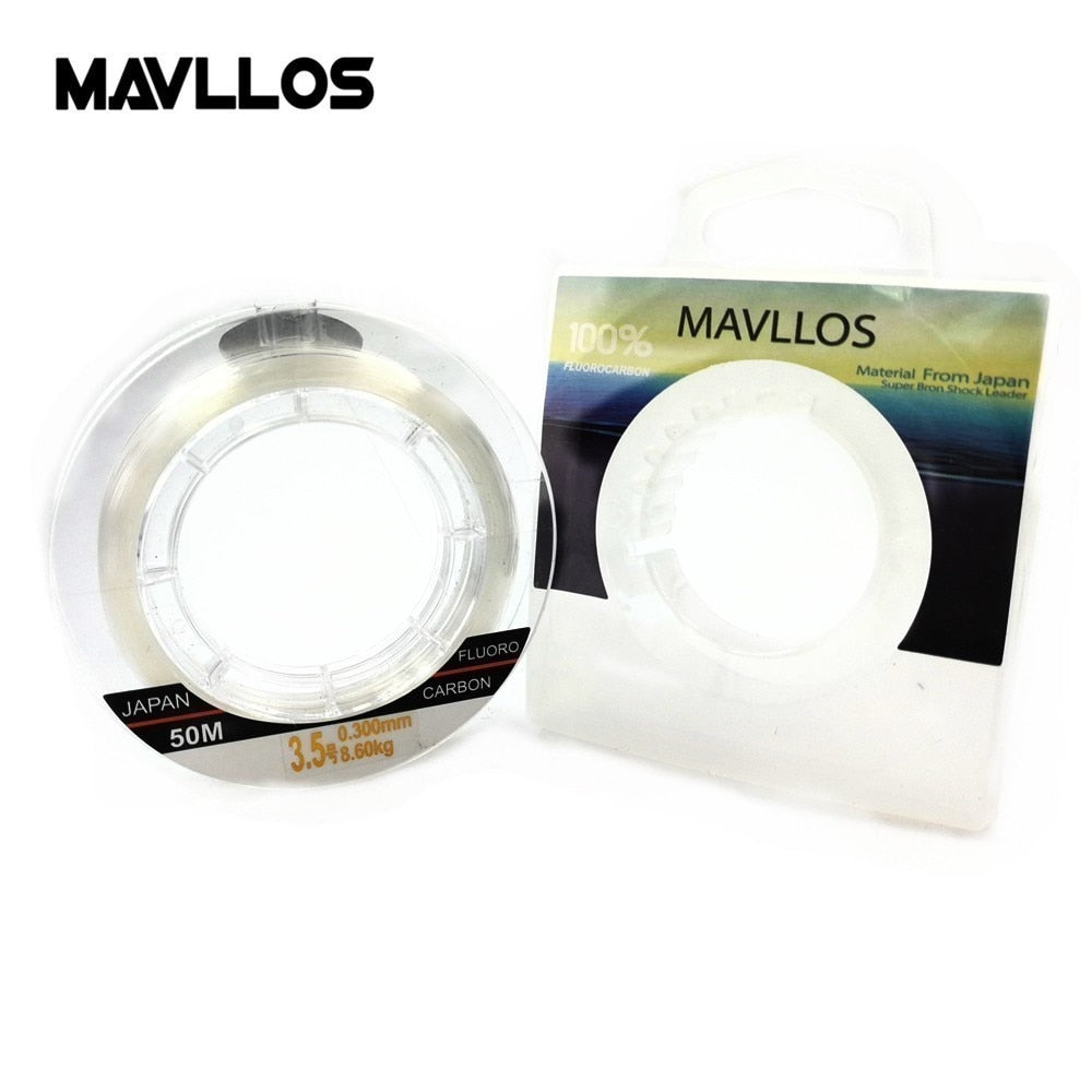 Mavllos 50m Ture 100% Fluorocarbon Fishing Line Sink Monofilament Fluorocarbon Line Carbon Fiber
