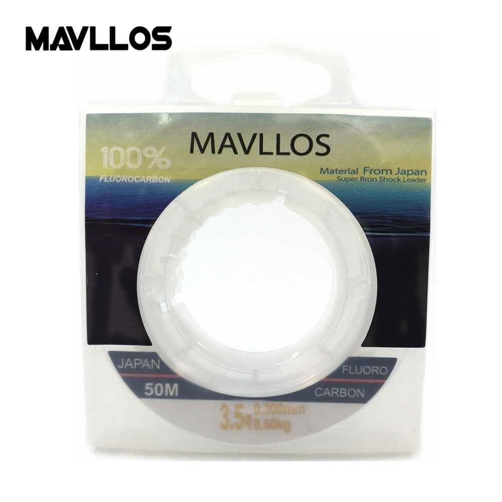 Mavllos 50m Ture 100% Fluorocarbon Fishing Line Sink Monofilament Fluorocarbon Line Carbon Fiber