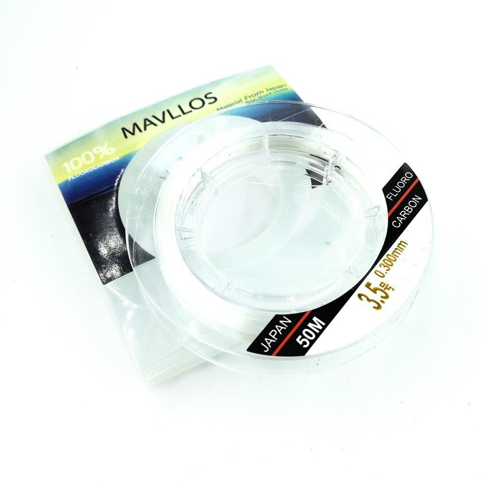 Mavllos 50m Ture 100% Fluorocarbon Fishing Line Sink Monofilament Fluorocarbon Line Carbon Fiber