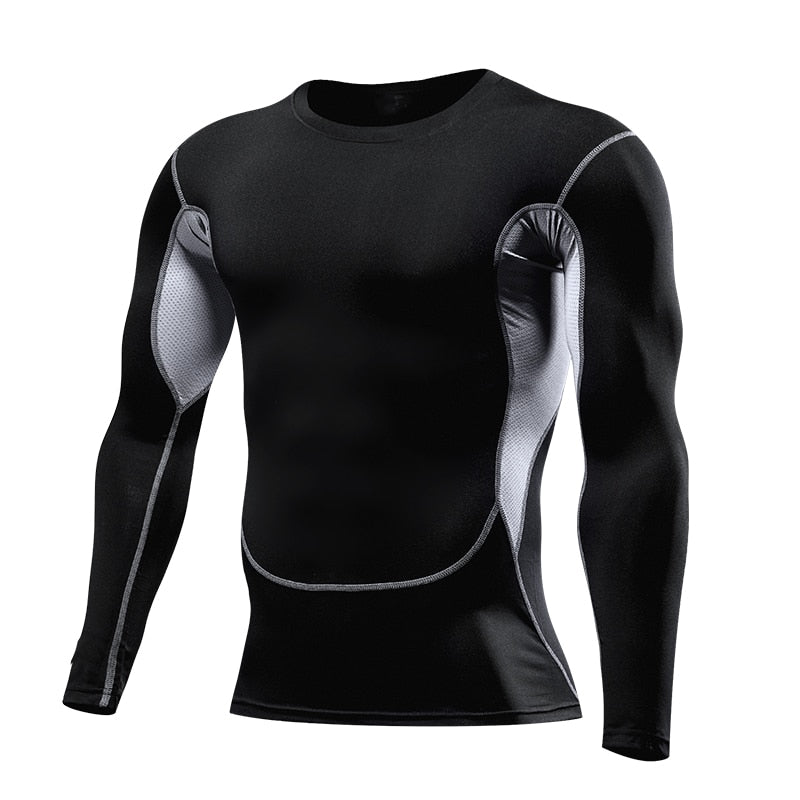 Men Compression Running T Shirt Fitness Tight Long Sleeve Sport tshirt Training Jogging Shirts Gym