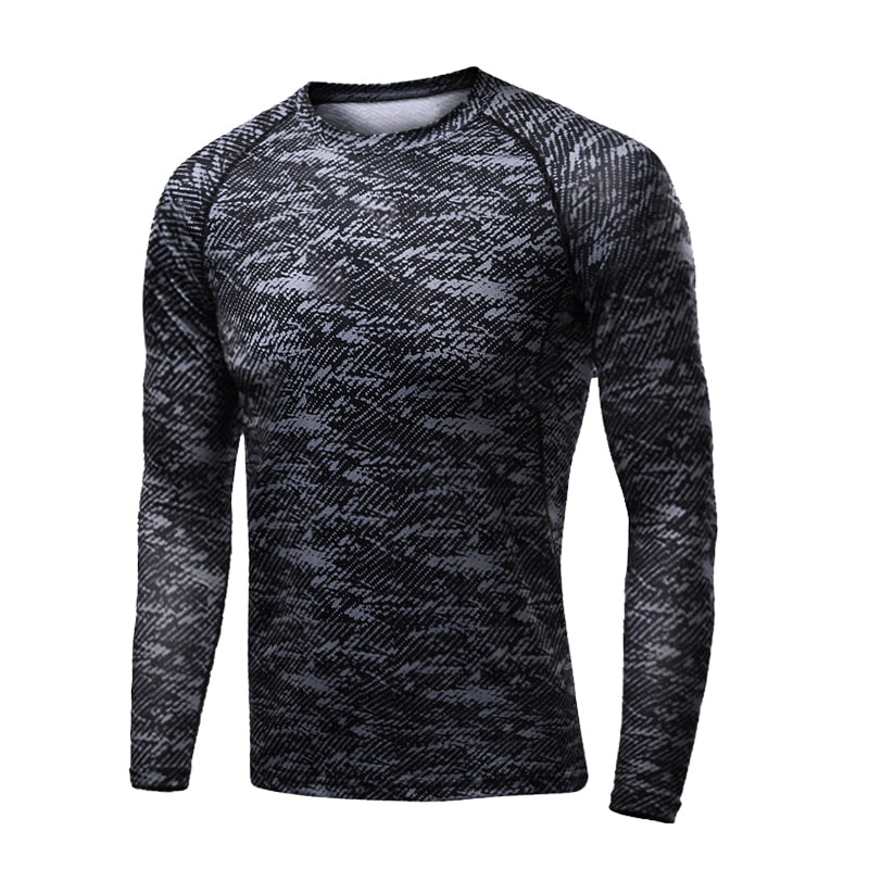 Men Compression Running T Shirt Fitness Tight Long Sleeve Sport tshirt Training Jogging Shirts Gym