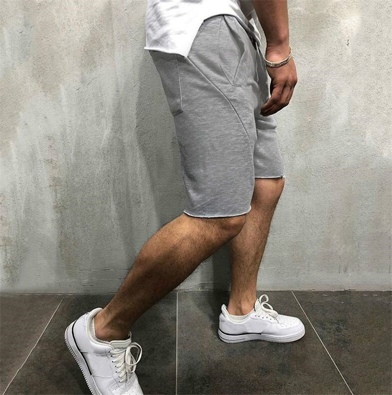 Men Shorts Wild Style Solid Color Ripped Short Pants Jogger Workout Shorts Men