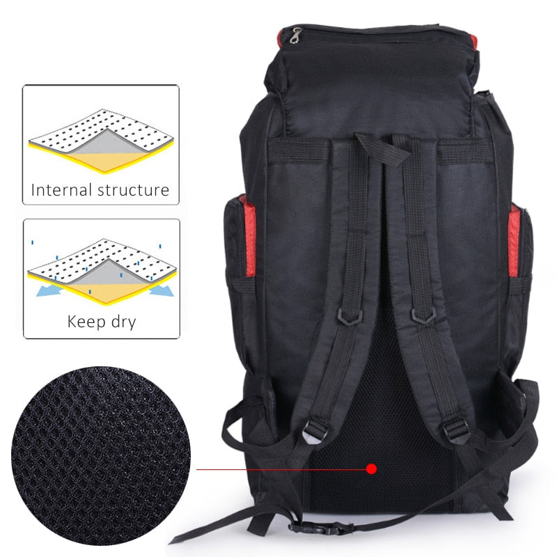Men's 80L Large Hiking Mountaineering Backpack Climbing Hiking Backpack Camping Backpack Sport