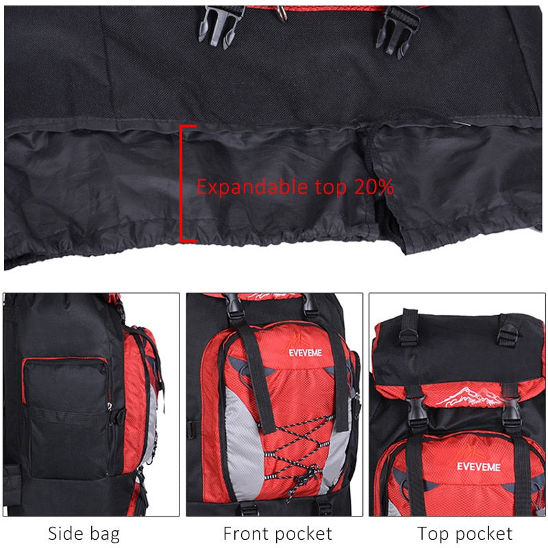 Men's 80L Large Hiking Mountaineering Backpack Climbing Hiking Backpack Camping Backpack Sport