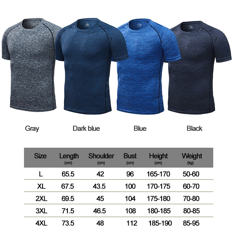 Men's Running T-Shirts, Quick Dry Compression Sport T-Shirts, Fitness Gym Running Shirts, Soccer