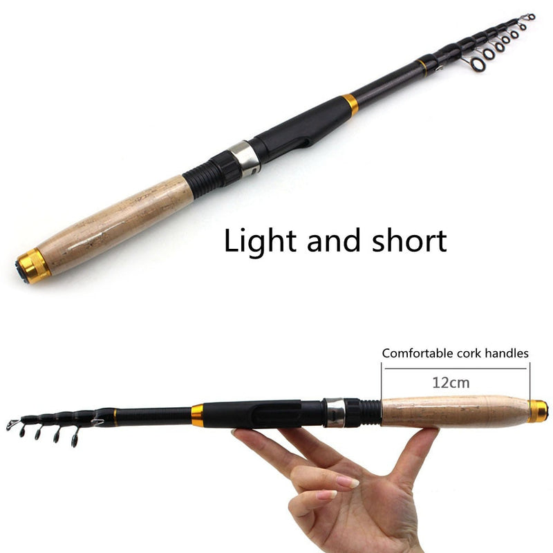 1.8m 2.1m 2.4m 2.7m 3.0m 3.6m Carbon Fiber fishing rod Super short pocket Portable Spinning pole telescopic fishing rod