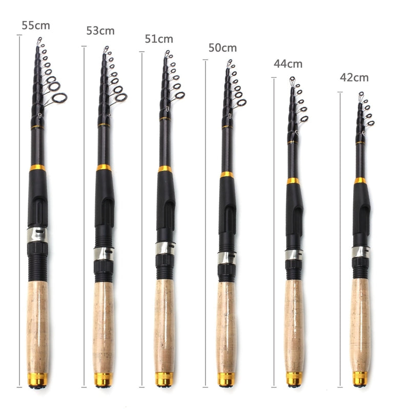 1.8m 2.1m 2.4m 2.7m 3.0m 3.6m Carbon Fiber fishing rod Super short pocket Portable Spinning pole telescopic fishing rod