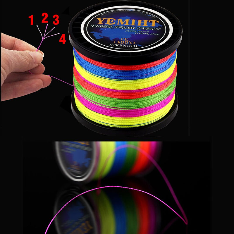 300M 500M 1000M Multicolour PE Braided Wire 4 Strands Multifilament Japanese Fishing Line