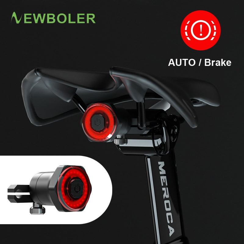 NEWBOLER Auto Start/Stop Flashlight For Bicycle Bike Rear Light Brake Sensing IPx6 Waterproof LED