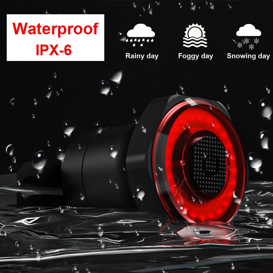 NEWBOLER Smart Bicycle Rear Light Auto Start/Stop Brake Sensing IPx6 Waterproof USB Charge cycling