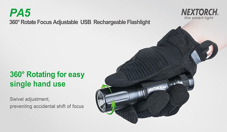 660 Lumens LED Flashlight 360 Degree Rotate Focus 18650 Battery Rechargeable Waterproof