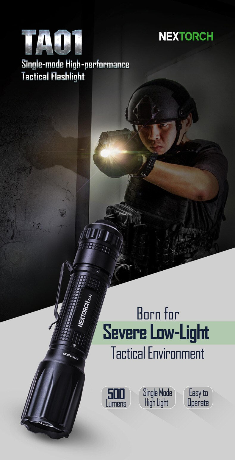 High Performance Tactical Flashlight 500 Lumens TA01