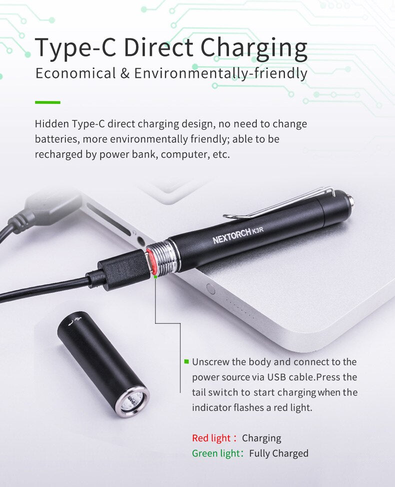LED Pen Light Rechargeable Flashlight Small EDC 350 Lumens Penlight