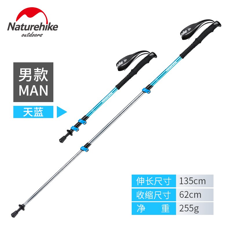 Naturehike 1pcs Adult Child Alpenstocks Ultralight Trekking Folding Pole Walking Hiking Sticks