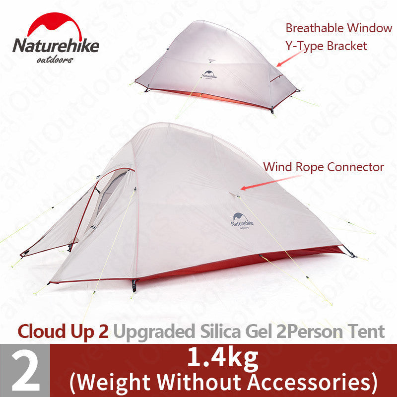 Naturehike Cloud Up Series 1 2 3 Person Tent Outdoor Ultralight Camp Tent with Mat Camping 20D