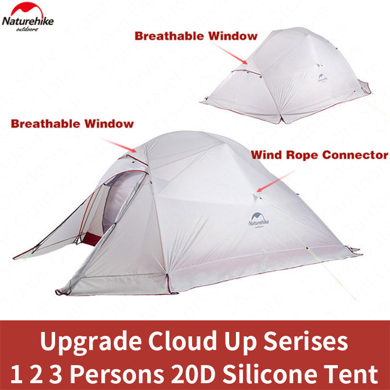 Naturehike Cloud Up Series 1 2 3 Person Tent Outdoor Ultralight Camp Tent with Mat Camping 20D