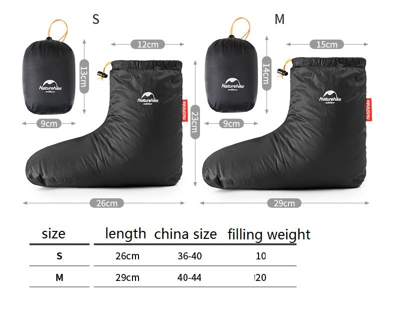 Naturehike Sleeping Bag Accessories Goose Down Slippers Outdoor Camping Down Socks Warm, Water