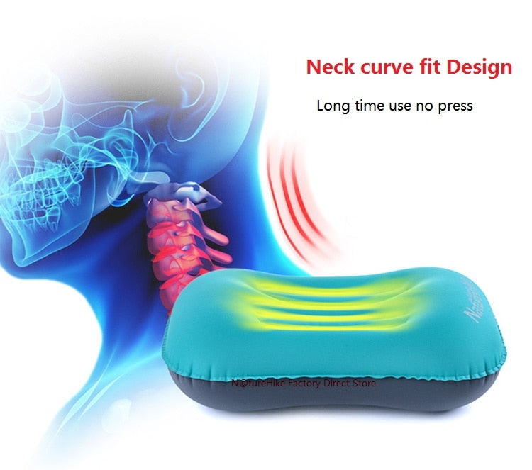 Naturehike factory Portable Outdoor Inflatable Pillow Travel Aeros Pillow Inflatable Cushion Soft