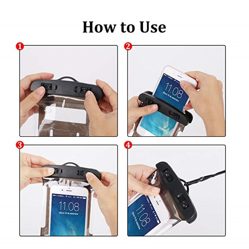 3.5 -6 inch Universal Waterproof Case Phone Dry Bag Swimming Underwater Mobile Phone Holder